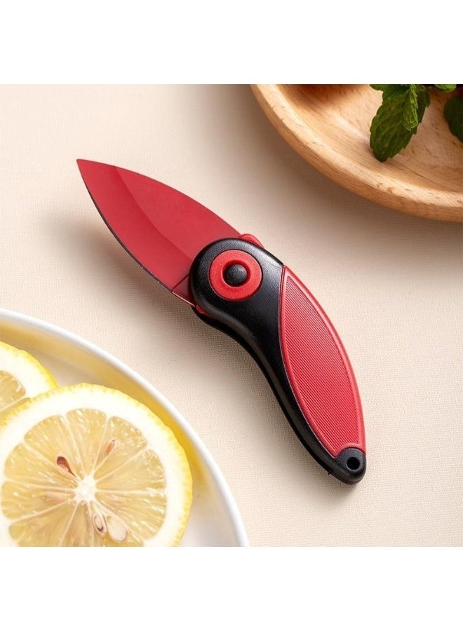 سكينان قابلان للطي من الفولاذ المقاوم للصدأ لتقطيع الفواكه والخضراوات - سكين جيب صغير الحجم محمول لتقطيع وتقشير الفواكه والخضراوات - تصميم آمن قابل للطي مع مقبض مانع للانزلاق للاستخدام في المنزل والمكتب والسفر والمغامرات الخارجية - Image 3